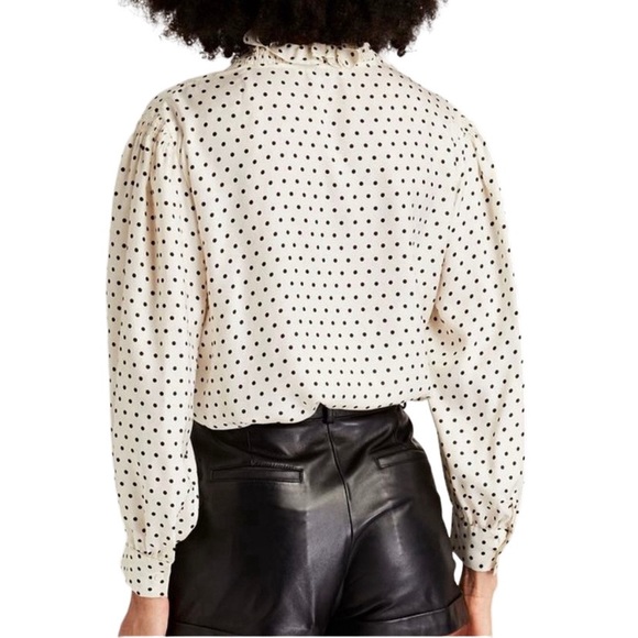 NWT Sandro Judith White and Black Polka Dot Shirt - Sz 4 - Picture 2 of 10